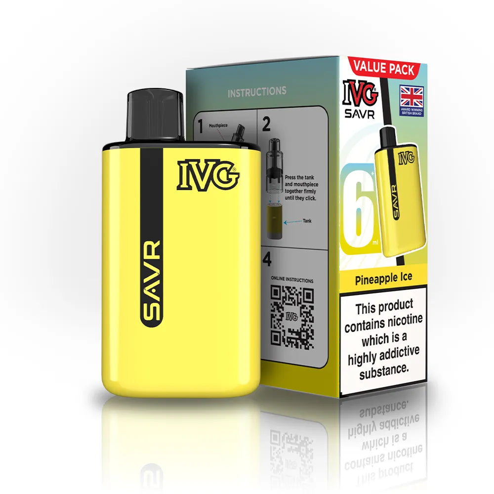 IVG SAVR Starter Vape Kit-650mAh battery, 6ml E-liquid, Multiple Nicotine 30 Flavors