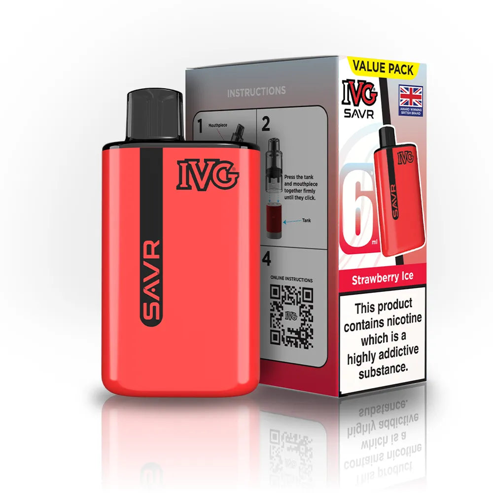 IVG SAVR Starter Vape Kit-650mAh battery, 6ml E-liquid, Multiple Nicotine 30 Flavors