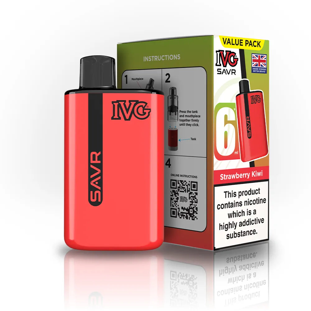 IVG SAVR Starter Vape Kit-650mAh battery, 6ml E-liquid, Multiple Nicotine 30 Flavors