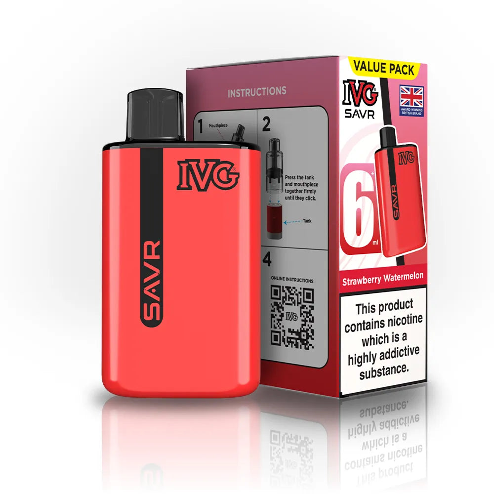 IVG SAVR Starter Vape Kit-650mAh battery, 6ml E-liquid, Multiple Nicotine 30 Flavors