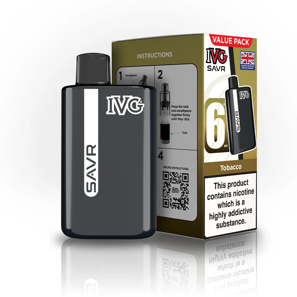 IVG SAVR Starter Vape Kit-650mAh battery, 6ml E-liquid, Multiple Nicotine 30 Flavors