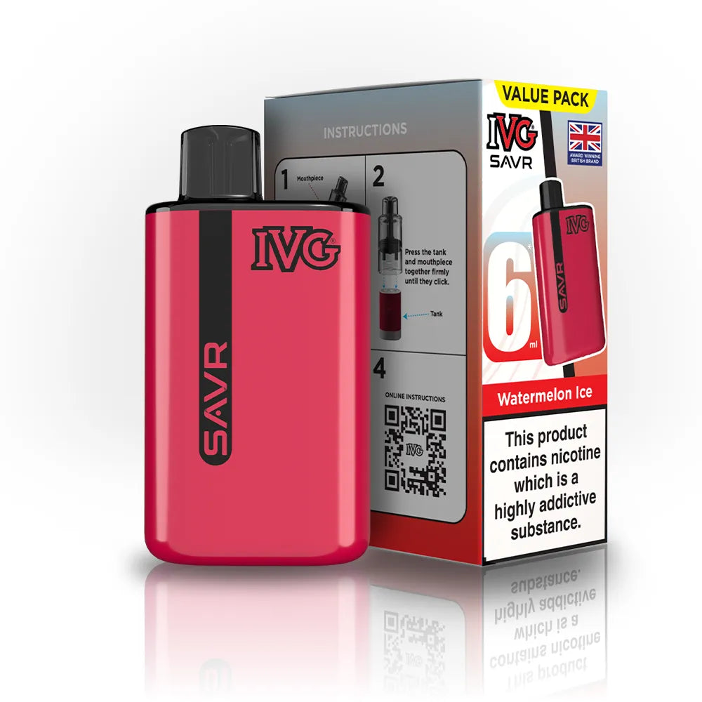 IVG SAVR Starter Vape Kit-650mAh battery, 6ml E-liquid, Multiple Nicotine 30 Flavors