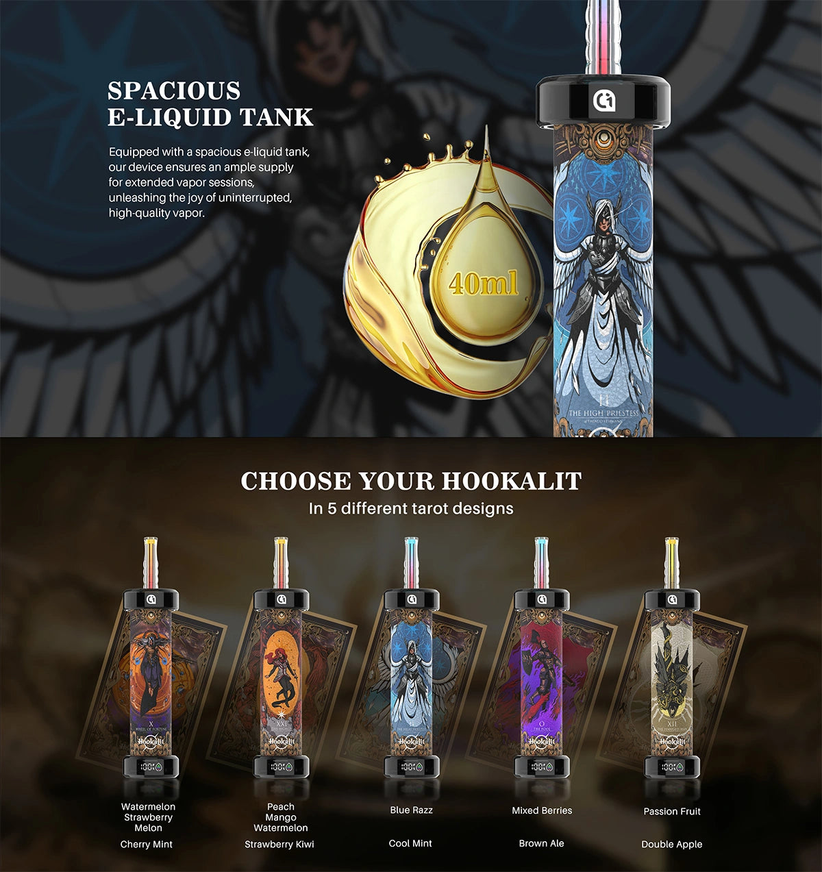 Arymi Hookalit 40000 Puffs Disposable Vape 40ml 1300mAh 20 Flavors.
