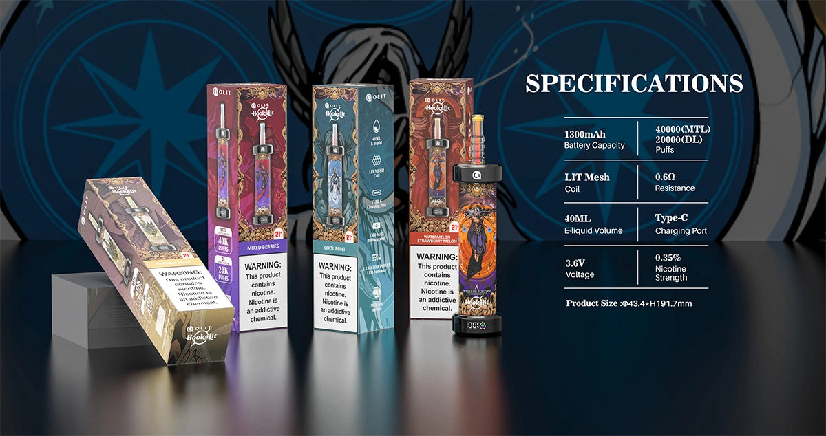 Arymi Hookalit 40000 Puffs Disposable Vape 40ml 1300mAh 20 Flavors.