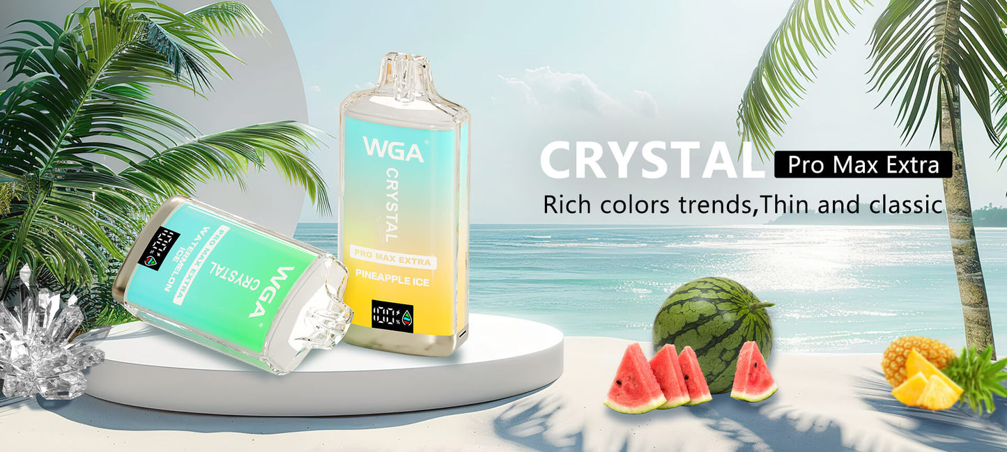 WGA Crystal Pro Max Extra 15000 Puffs Disposable Vape-650mAh Battery, 25ml E-liquid, Multiple Nicotine 15 Flavors