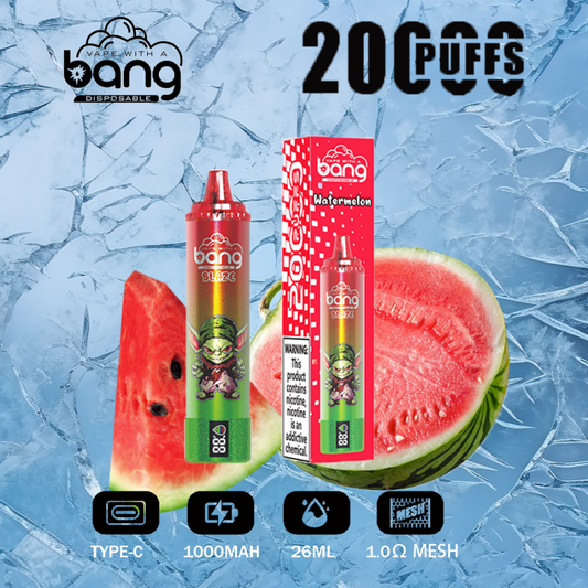 Bang King Double Crystal 20000 Puffs Vape 20K Disposable Vape Pen E Cigarette Prefilled-650mAh Battery, 25ml E-liquid, Multiple Nicotine 12 Flavors