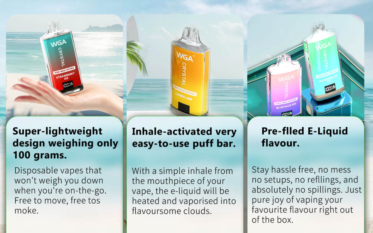 WGA Crystal Pro Max Extra 15000 Puffs Disposable Vape-650mAh Battery, 25ml E-liquid, Multiple Nicotine 15 Flavors