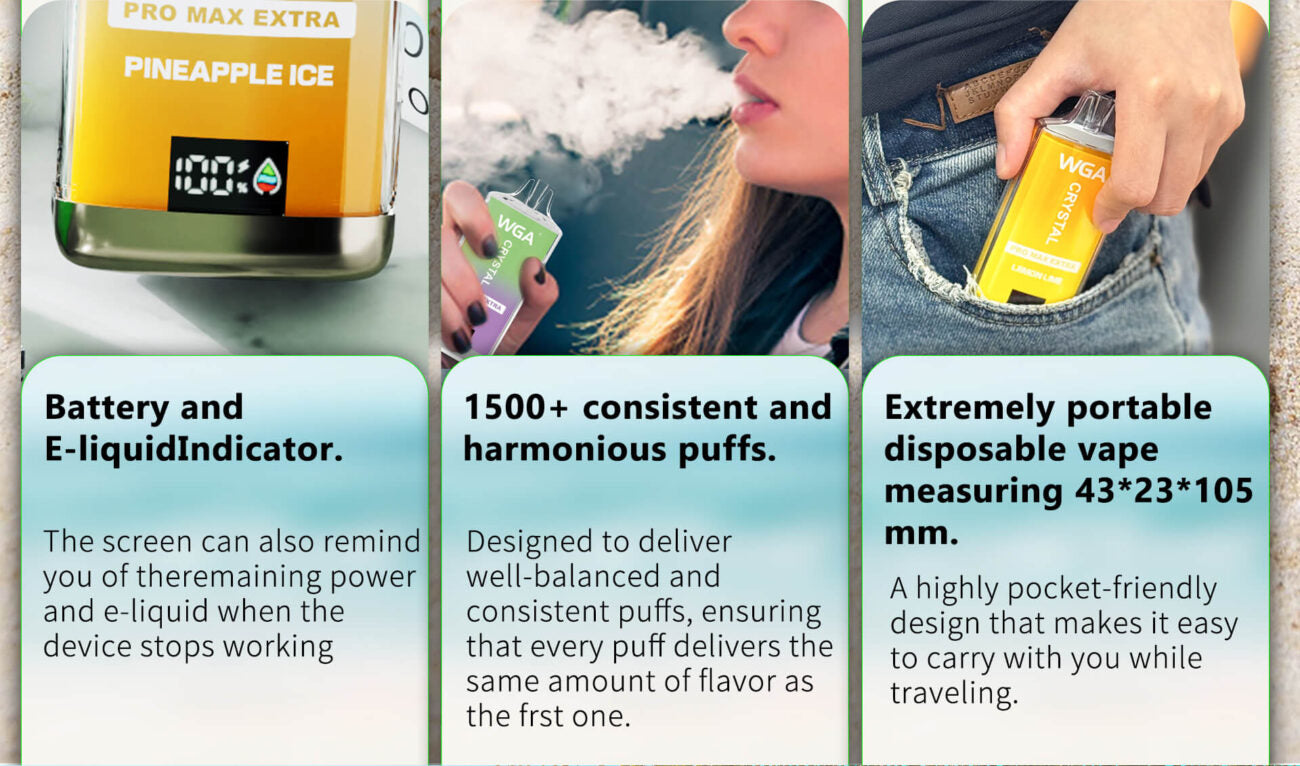 WGA Crystal Pro Max Extra 15000 Puffs Disposable Vape-650mAh Battery, 25ml E-liquid, Multiple Nicotine 15 Flavors