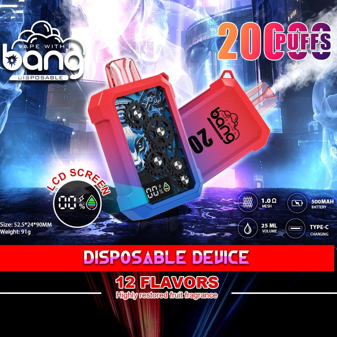 Bang Vape 20000Puffs Wholesale Electronic Cigarette Vape Bang King 20K Desechables Disposable Vape-500mAh Battery, 25ml E-liquid, Multiple Nicotine 12 Flavors
