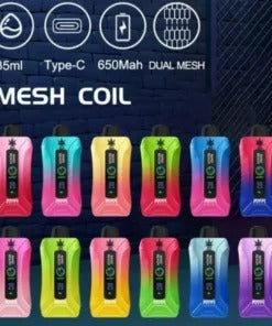 Bang 20000 Puffs LED Display Disposable Vape Bang King Double Crystal 20000 Puffs Vape 20K Disposable Vape Pen E Cigarette Prefilled-650mAh Battery, 25ml E-liquid, Multiple Nicotine 12 Flavors