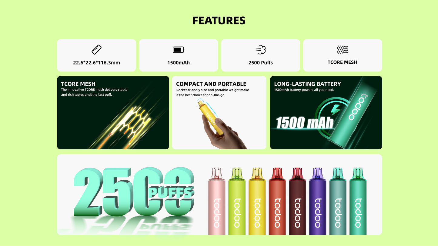 TODOO GLO 2500 Puffs Disposable Vape Wholesale