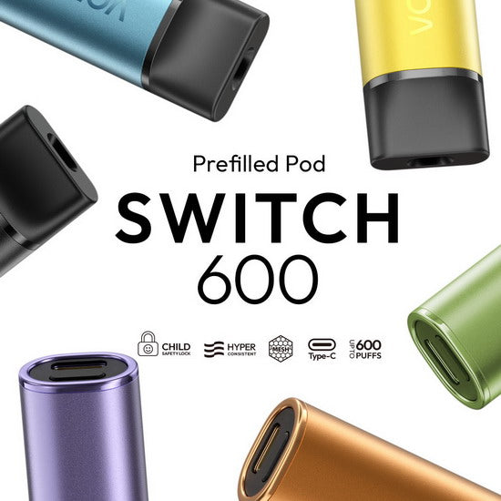 Vozol Switch 600 Refill Replacement Pods 2-Pack- 2ml E-liquid, Multiple Nicotine 5 Flavors