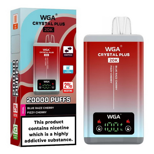 WGA Crystal Plus 20000 Vape 2-in-1 Rechargeable-650mAh Battery, Multiple Nicotine 13 Flavors