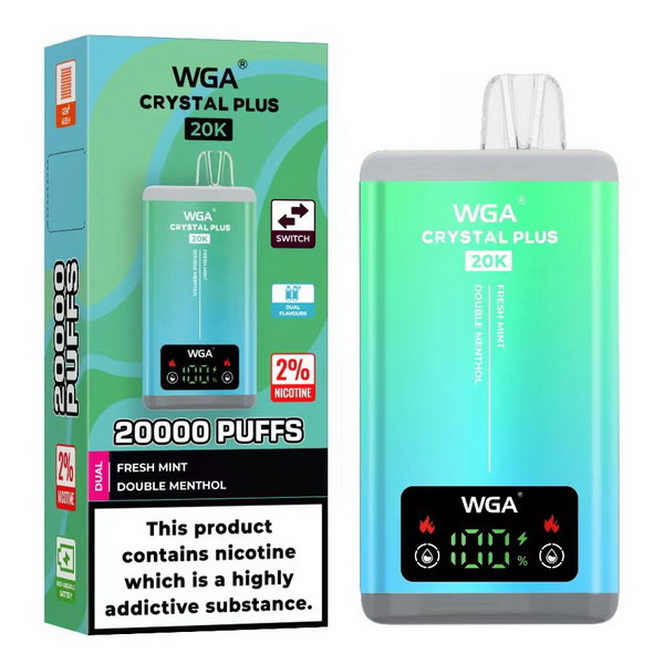 WGA Crystal Plus 20000 Vape 2-in-1 Rechargeable-650mAh Battery, Multiple Nicotine 13 Flavors
