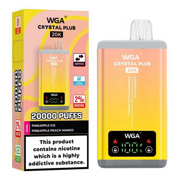 WGA Crystal Plus 20000 Vape 2-in-1 Rechargeable-650mAh Battery, Multiple Nicotine 13 Flavors