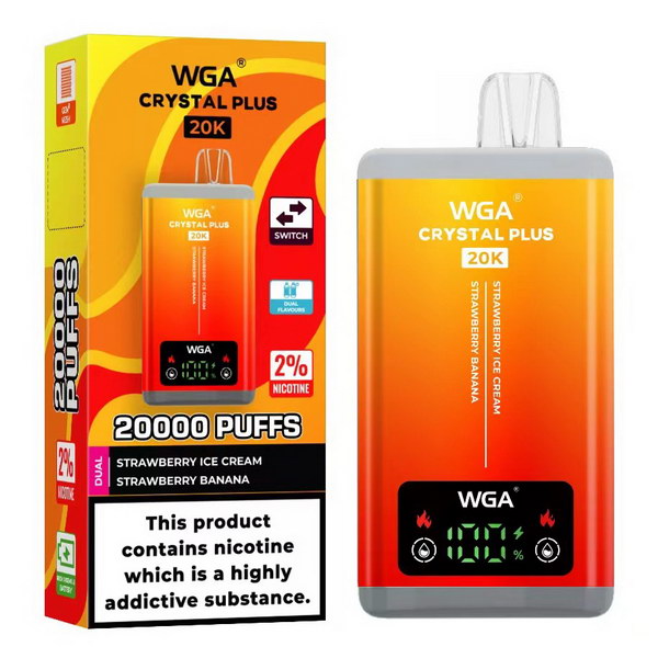 WGA Crystal Plus 20000 Vape 2-in-1 Rechargeable-650mAh Battery, Multiple Nicotine 13 Flavors