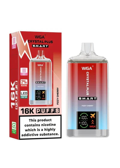 WGA Crystal Plus Smart 16000 Vape Rechargeable-650mAh Battery, 40ml E-liquid, Multiple Nicotine 13 Flavors