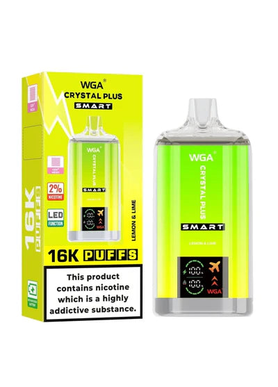 WGA Crystal Plus Smart 16000 Vape Rechargeable-650mAh Battery, 40ml E-liquid, Multiple Nicotine 13 Flavors