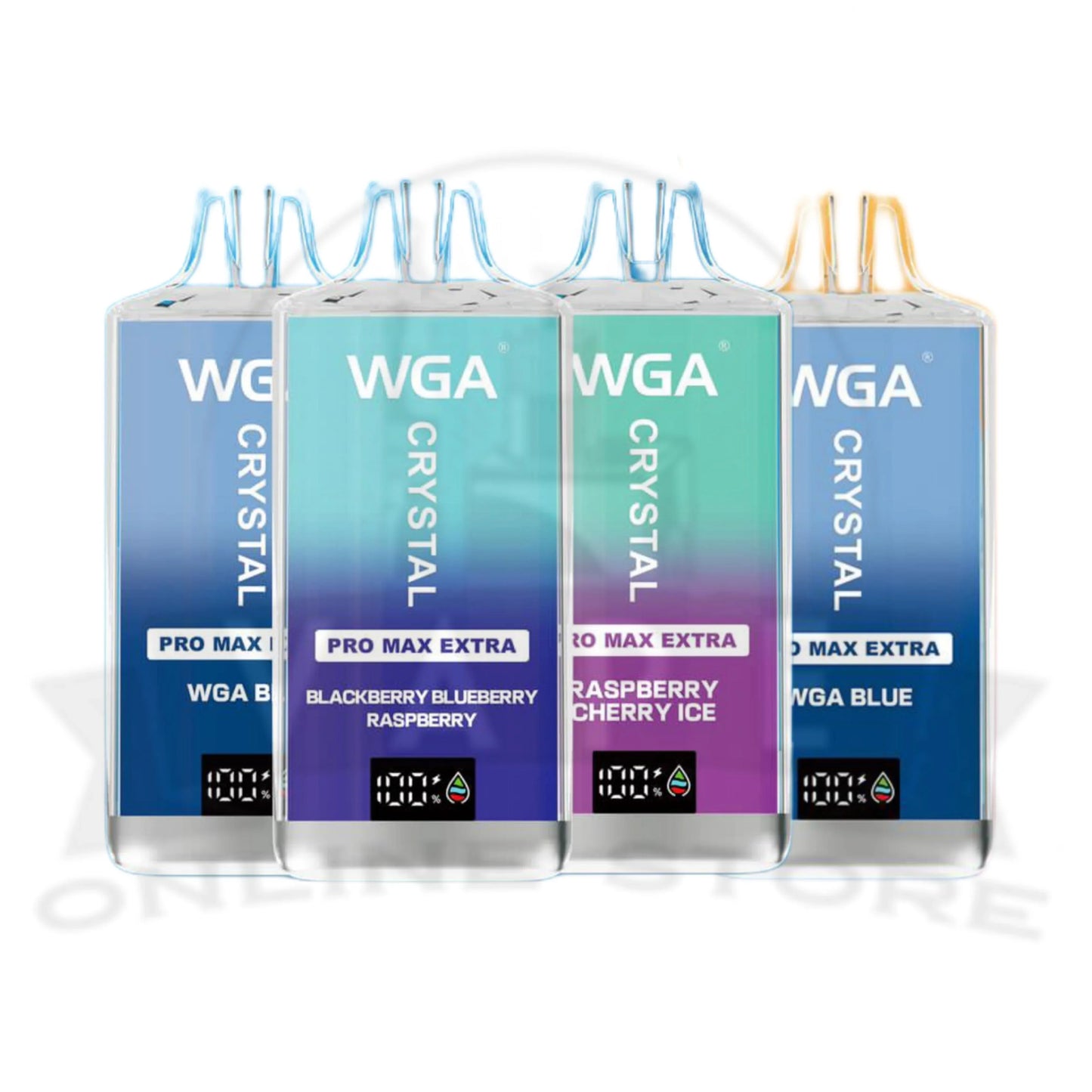 Pack of 10 WGA Crystal Pro Max Extra 15000 Puffs Disposable Vape-2ml E-liquid, Multiple Nicotine 28 Flavors