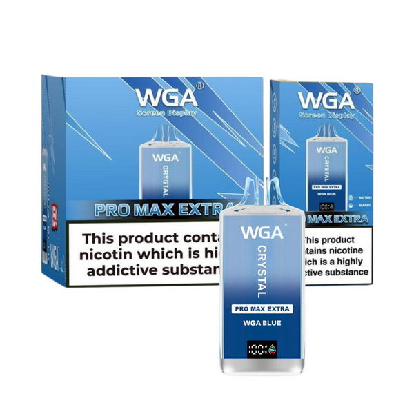 Box of 10 WGA Crystal Pro Max Extra 15000 Vape-650mAh Battery, Multiple Nicotine 9 Flavors