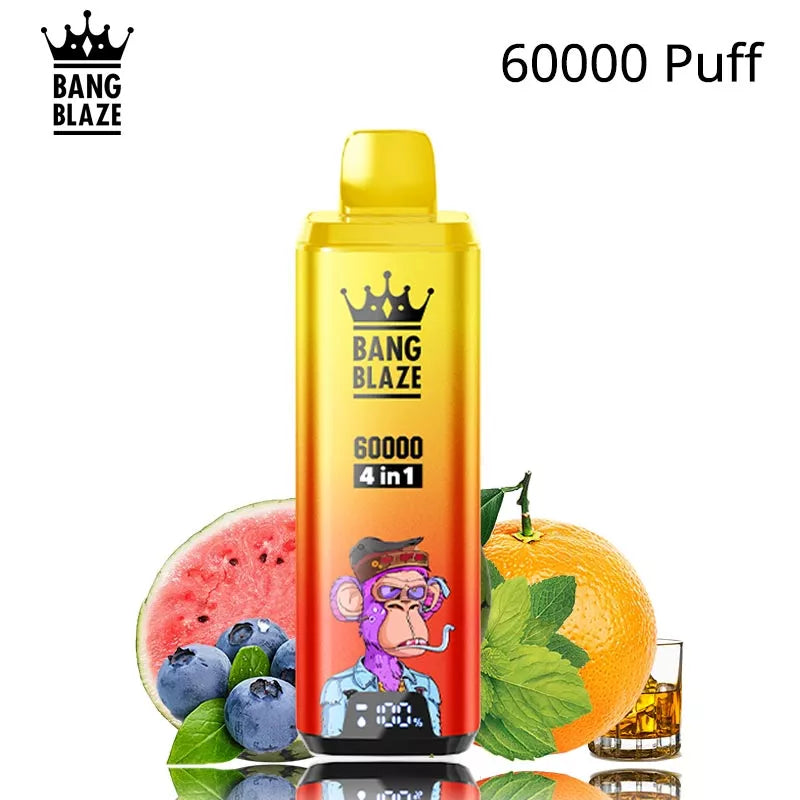 Bang Blaze 60k Puffs 4 in 1 Vape 60000 Puff 12 Flavours Wholesale Price-650mAh Battery, 54ml E-liquid, Multiple Nicotine 12 Flavors