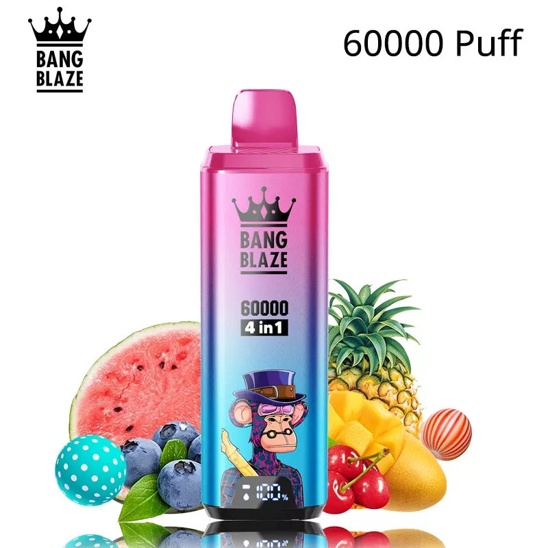 Bang Blaze 60k Puffs 4 in 1 Vape 60000 Puff 12 Flavours Wholesale Price-650mAh Battery, 54ml E-liquid, Multiple Nicotine 12 Flavors