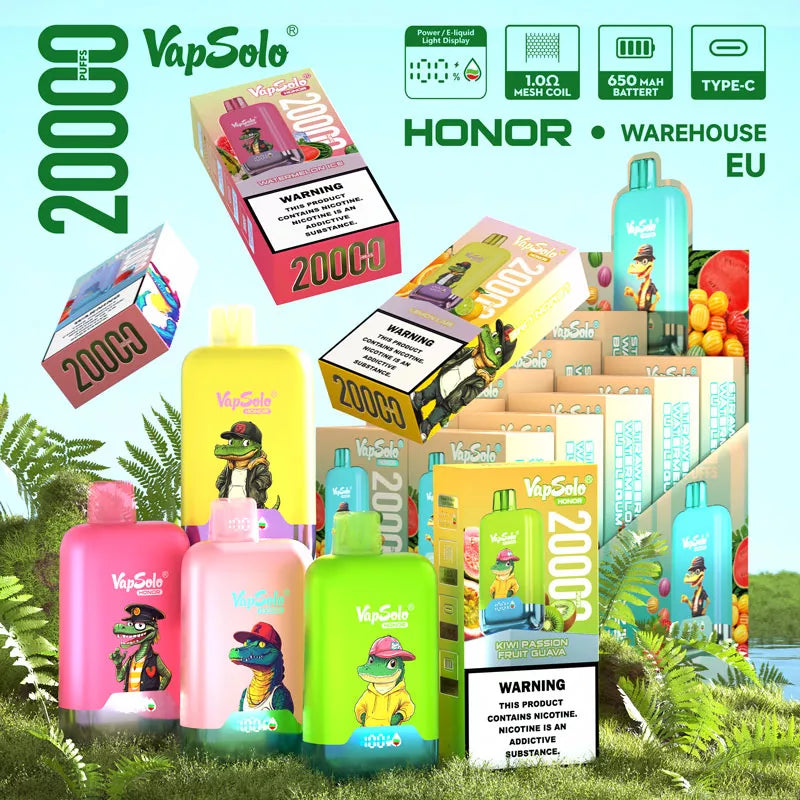 Vapsolo Honor 20000 Puffs 20k 15 Flavors Airflow Adjustable Vape