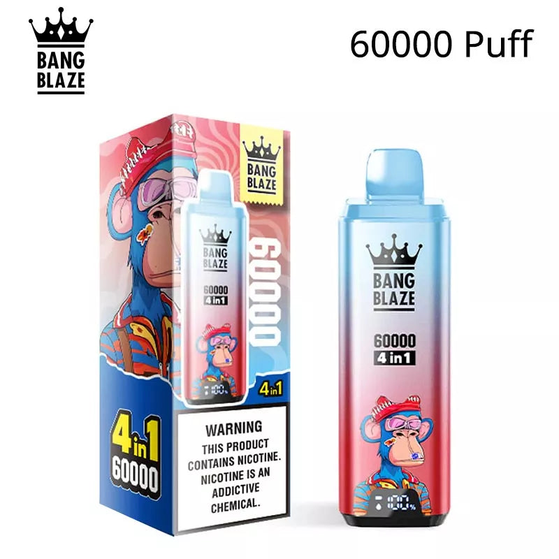 Bang Blaze 60k Puffs 4 in 1 Vape 60000 Puff 12 Flavours Wholesale Price-650mAh Battery, 54ml E-liquid, Multiple Nicotine 12 Flavors