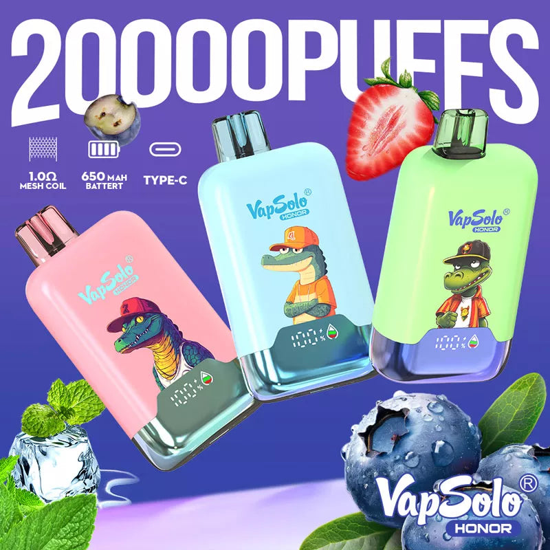 Vapsolo Honor 20000 Puffs 20k 15 Flavors Airflow Adjustable Vape