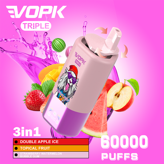 VOPK 3in1 60000 Puffs Vape 60K Disposable Wholesale Vape Pen E Cigarette Prefilled 54ml 650mAh Disposable Vape 12 Flavors  2% 5%