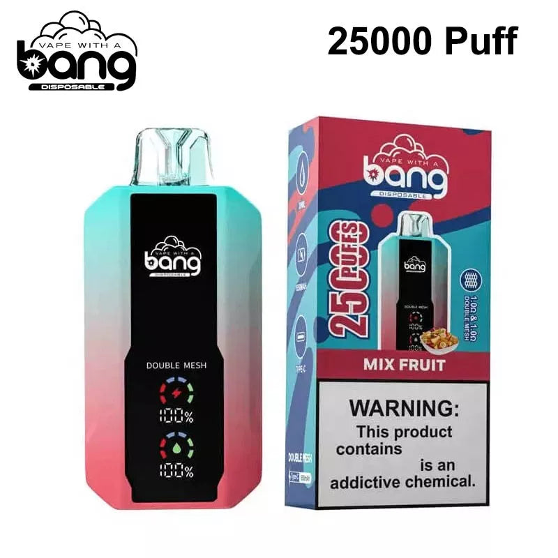 Bang 25000 Puffs LCD Screen Vape Dual Bang 25000 Puffs Vape 25K Disposable Vape Pen E Cigarette Prefilled 30ml 650mAh  Battery Disposable Vape 12 Flavors