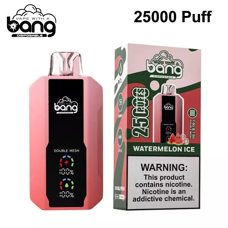 Bang 25000 Puffs LCD Screen Vape Dual Bang 25000 Puffs Vape 25K Disposable Vape Pen E Cigarette Prefilled 30ml 650mAh  Battery Disposable Vape 12 Flavors