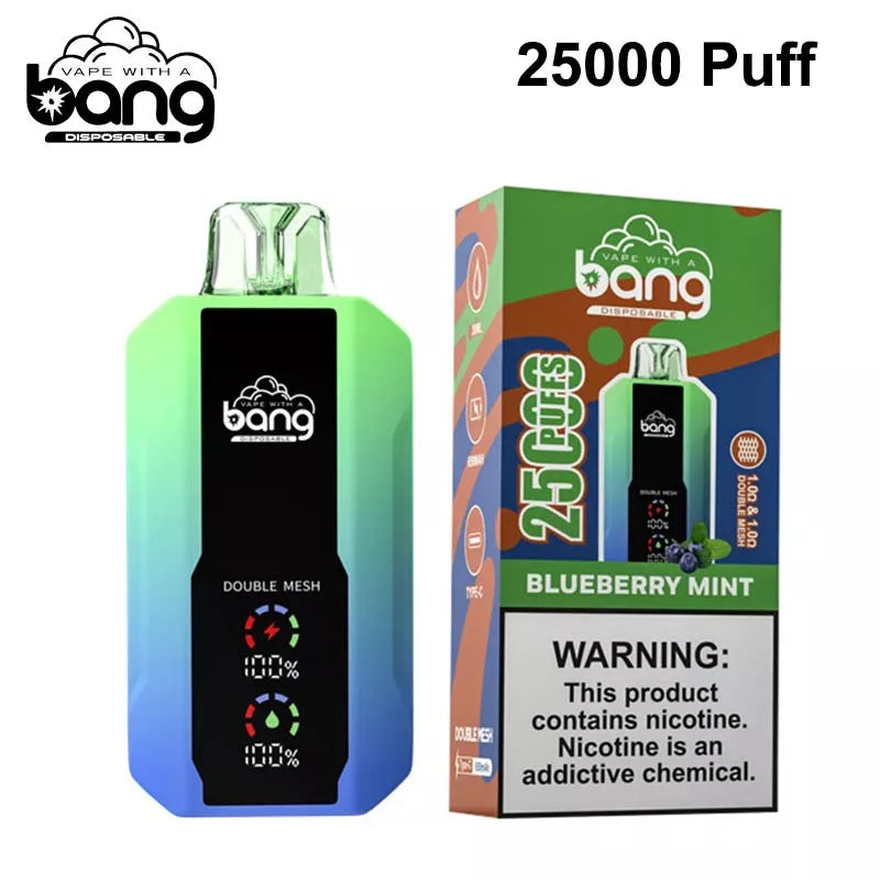 Bang 25000 Puffs LCD Screen Vape Dual Bang 25000 Puffs Vape 25K Disposable Vape Pen E Cigarette Prefilled 30ml 650mAh  Battery Disposable Vape 12 Flavors