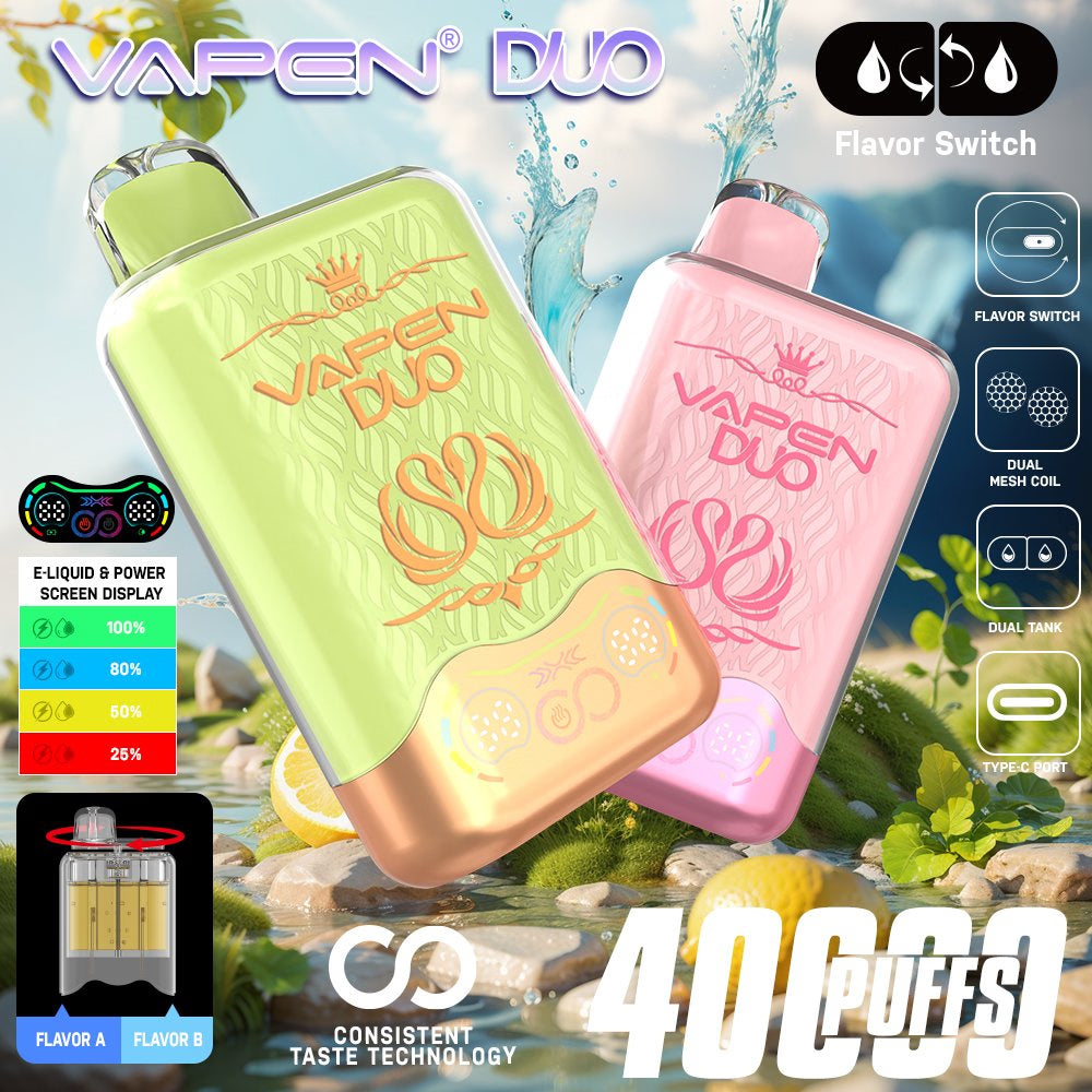 VAPEN DUO 40000 Puffs Dual Flavors Disposable Vape 40ml 650mAh 12 Flavors