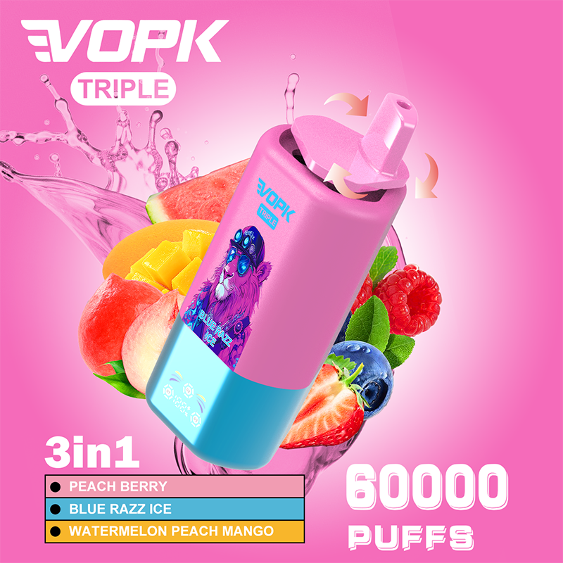 VOPK 3in1 60000 Puffs Vape 60K Disposable Wholesale Vape Pen E Cigarette Prefilled 54ml 650mAh Disposable Vape 12 Flavors  2% 5%