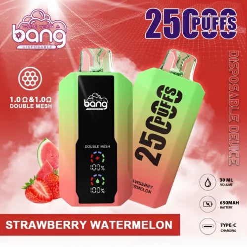 Bang 25000 Puffs LCD Screen Vape Dual Bang 25000 Puffs Vape 25K Disposable Vape Pen E Cigarette Prefilled 30ml 650mAh  Battery Disposable Vape 12 Flavors