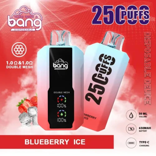 Bang 25000 Puffs LCD Screen Vape Dual Bang 25000 Puffs Vape 25K Disposable Vape Pen E Cigarette Prefilled 30ml 650mAh  Battery Disposable Vape 12 Flavors