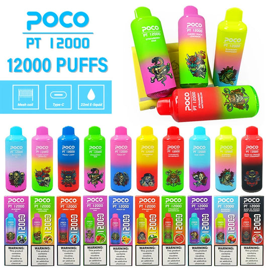 POCO PT 12000 Puffs - 22mL, 5% Nic Salt, 10 Flavors, Mesh Coil