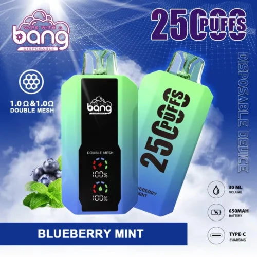 Bang 25000 Puffs LCD Screen Vape Dual Bang 25000 Puffs Vape 25K Disposable Vape Pen E Cigarette Prefilled 30ml 650mAh  Battery Disposable Vape 12 Flavors