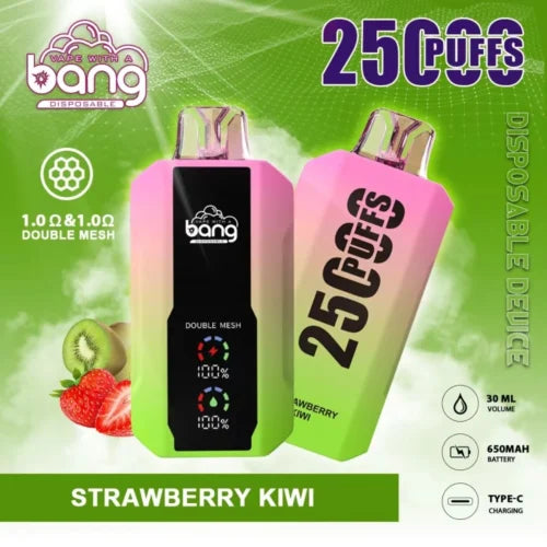 Bang 25000 Puffs LCD Screen Vape Dual Bang 25000 Puffs Vape 25K Disposable Vape Pen E Cigarette Prefilled 30ml 650mAh  Battery Disposable Vape 12 Flavors