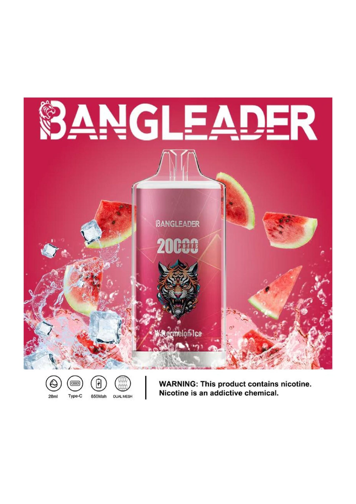 Bang Leader 20000 Puffs Disposable Vape – 650mAh Battery, 28mL E-Liquid, 0% to 5% Nicotine Options 12 Flavors