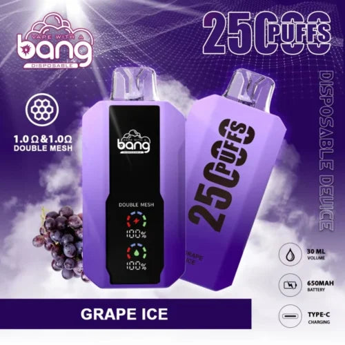 Bang 25000 Puffs LCD Screen Vape Dual Bang 25000 Puffs Vape 25K Disposable Vape Pen E Cigarette Prefilled 30ml 650mAh  Battery Disposable Vape 12 Flavors