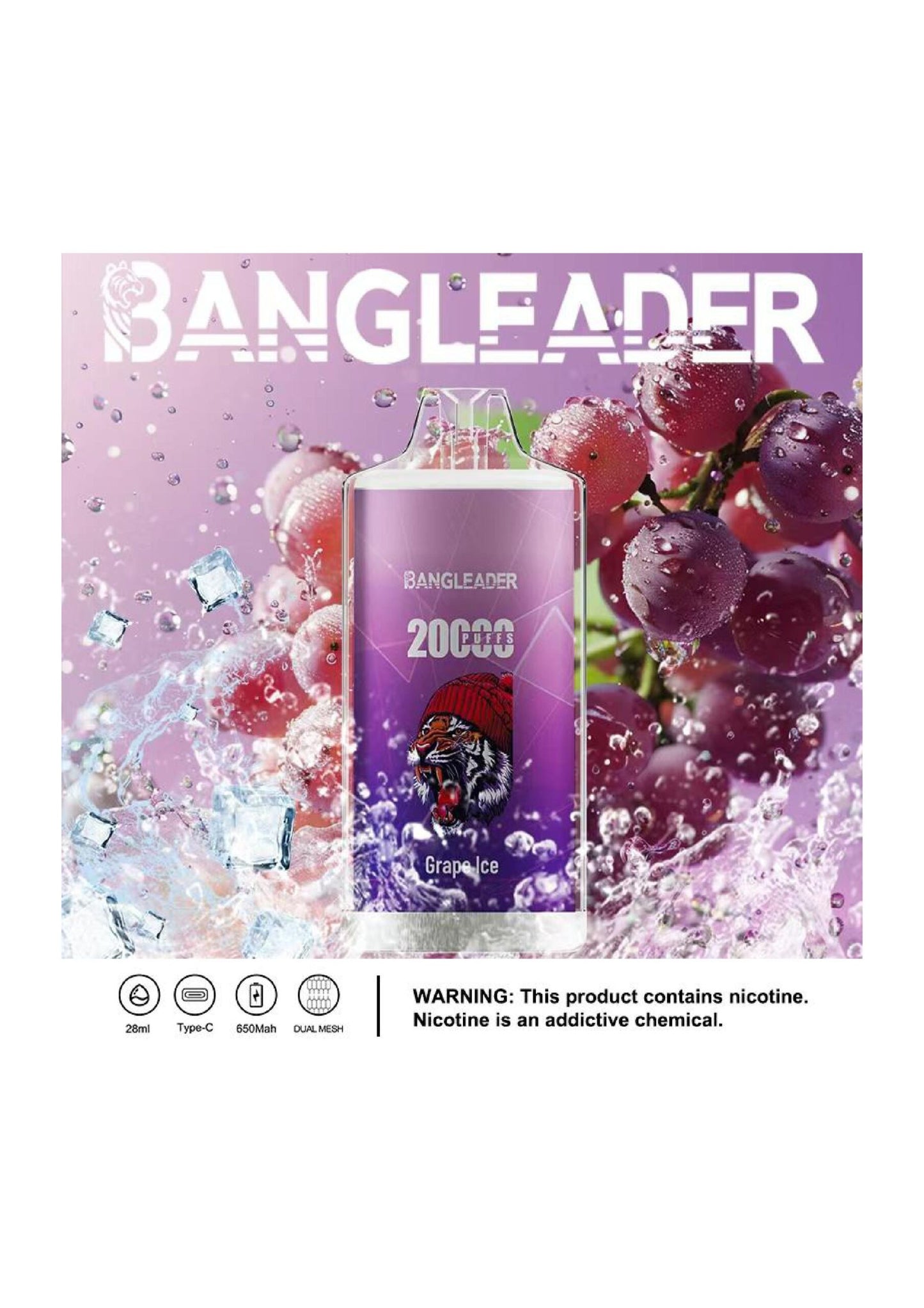 Bang Leader 20000 Puffs Disposable Vape – 650mAh Battery, 28mL E-Liquid, 0% to 5% Nicotine Options 12 Flavors