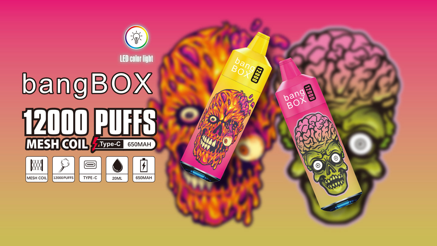 BANGBOX VAPE 12000 PUFFS/12 FLAVORS /RGB LIGHT/Battery650Mah /E-juice volume: 28ml