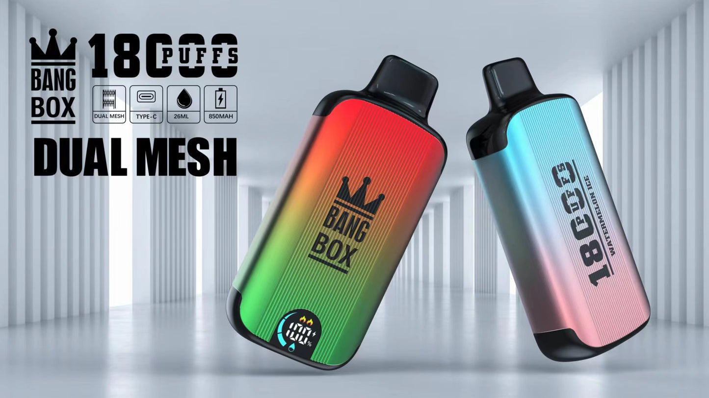 Bangbox 18000 Puffs Smart Screen Disposable E Cigarettes Vape Puff 18k Dual Mesh Coil Led display battery 26ml 850MAH