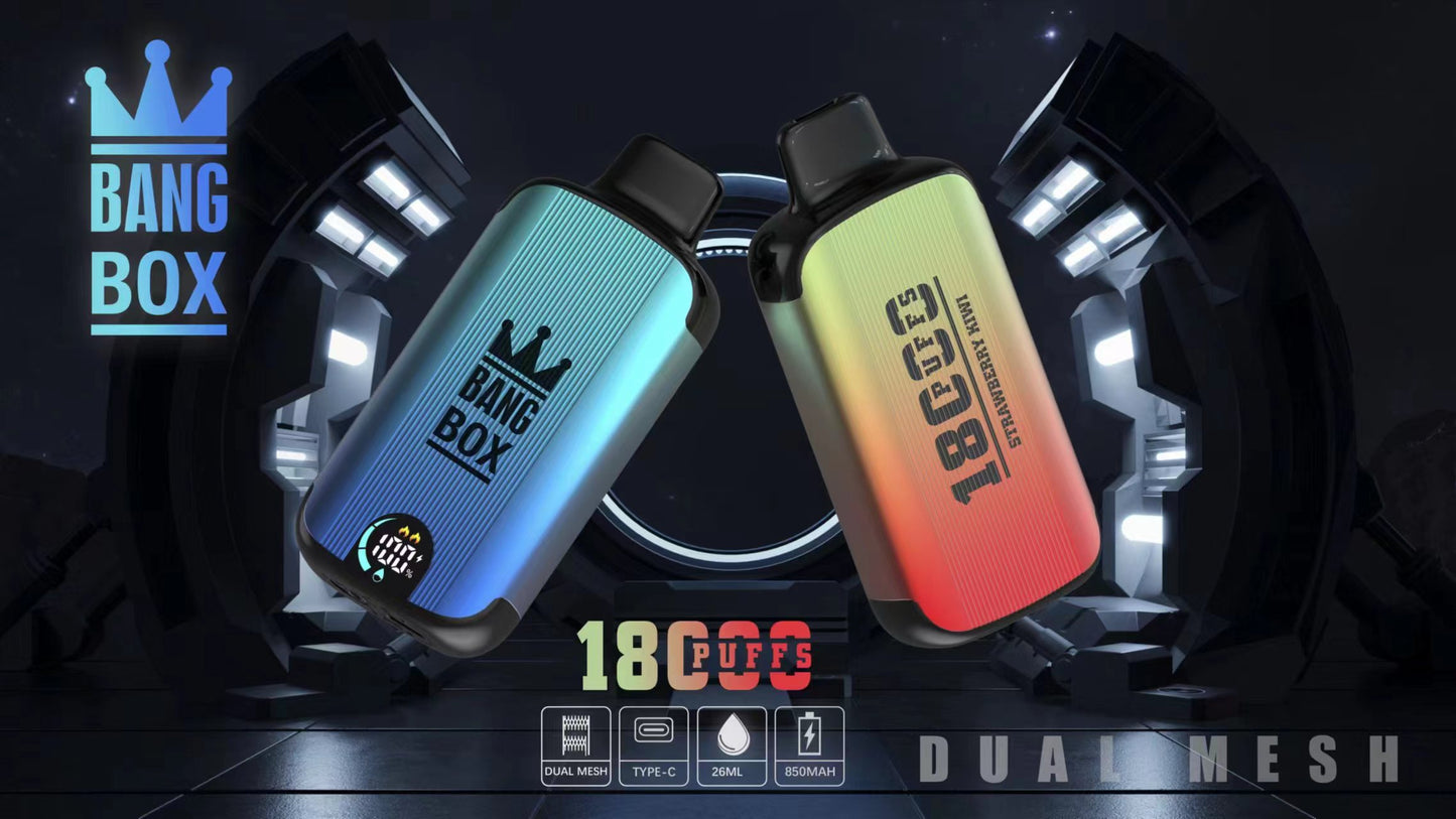 Bangbox 18000 Puffs Smart Screen Disposable E Cigarettes Vape Puff 18k Dual Mesh Coil Led display battery 26ml 850MAH