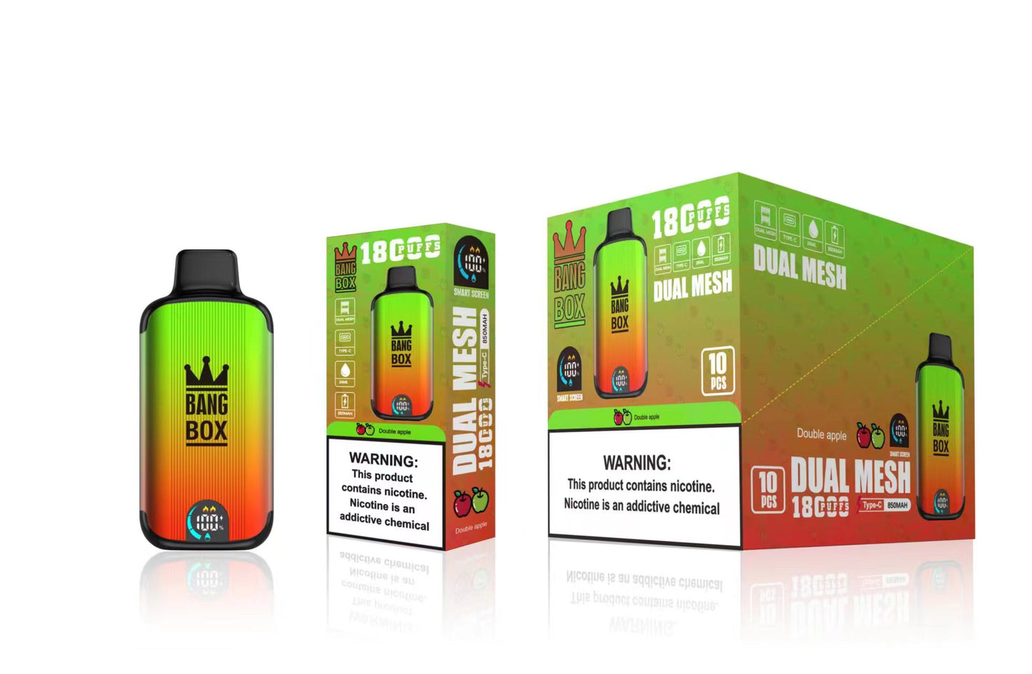 Bangbox 18000 Puffs Smart Screen Disposable E Cigarettes Vape Puff 18k Dual Mesh Coil Led display battery 26ml 850MAH