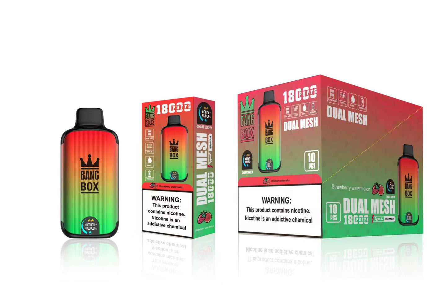 Bangbox 18000 Puffs Smart Screen Disposable E Cigarettes Vape Puff 18k Dual Mesh Coil Led display battery 26ml 850MAH