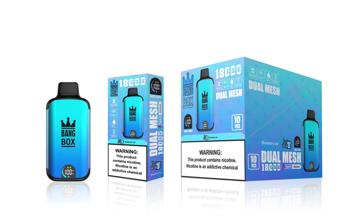 Bangbox 18000 Puffs Smart Screen Disposable E Cigarettes Vape Puff 18k Dual Mesh Coil Led display battery 26ml 850MAH