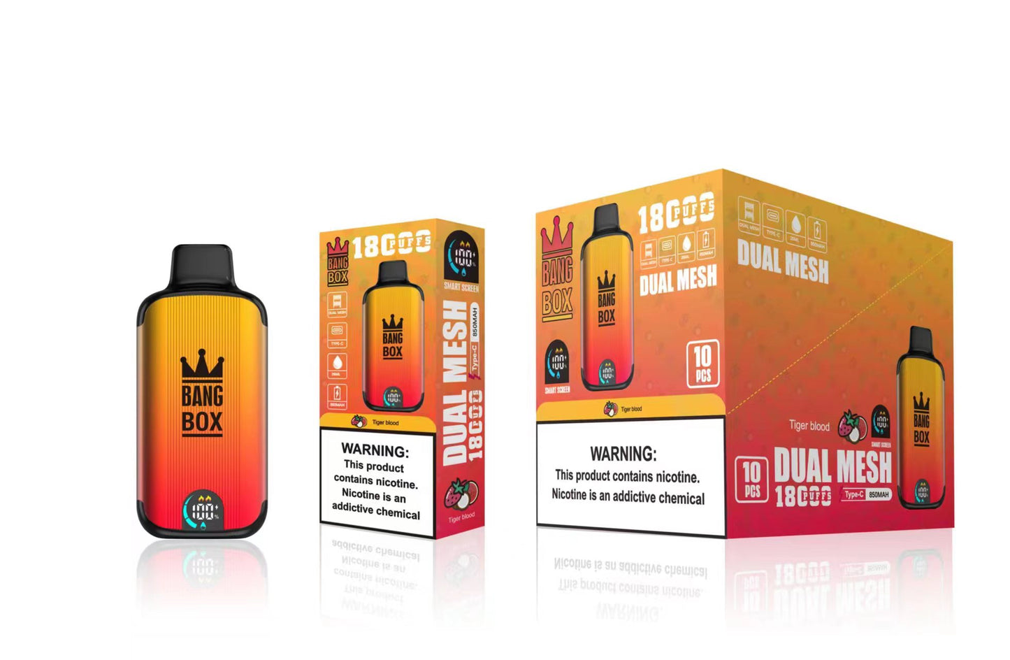 Bangbox 18000 Puffs Smart Screen Disposable E Cigarettes Vape Puff 18k Dual Mesh Coil Led display battery 26ml 850MAH